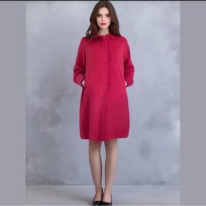 Maria Fernandez Pink Wool Blend Peacoat with Hood - Size 16 girls